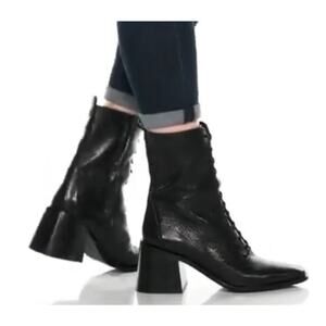 Sam Edelman Westie Black Leather Lace Up Boot Size 5